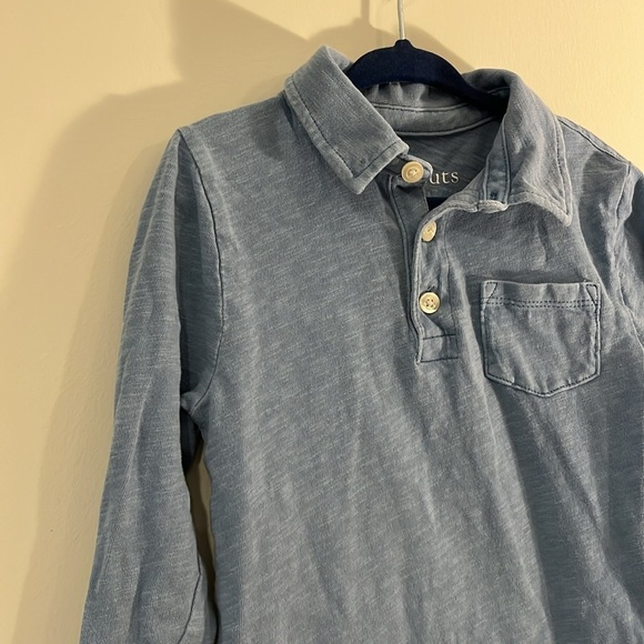 CREWCUTS Toddler 2-3 XXS Light Heather Blue Long Sleeve Polo Button Front - Picture 2 of 8